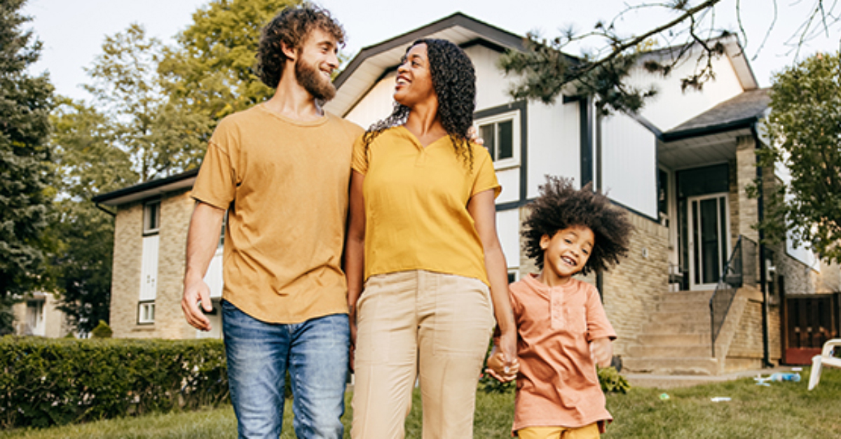 Young family with their new home